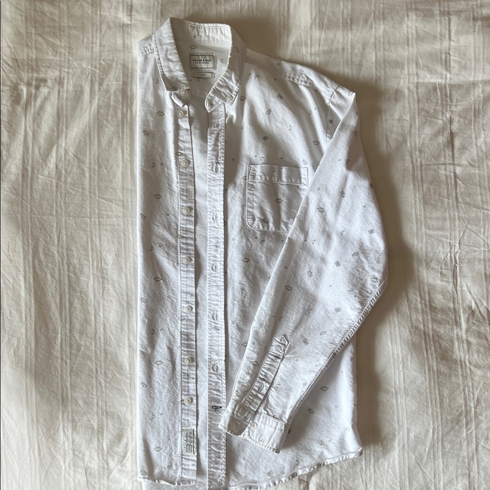 Frank & Oak White Casual Button Down Shirt
